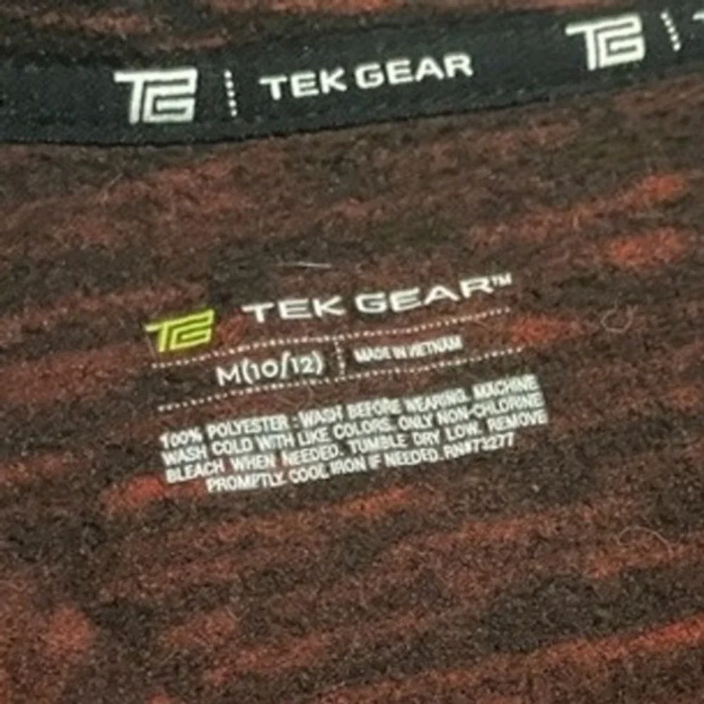 Tek Gear Fleece Vest Youth Boys Size Medium 10/12 Red Black‎ 1/3 Zip